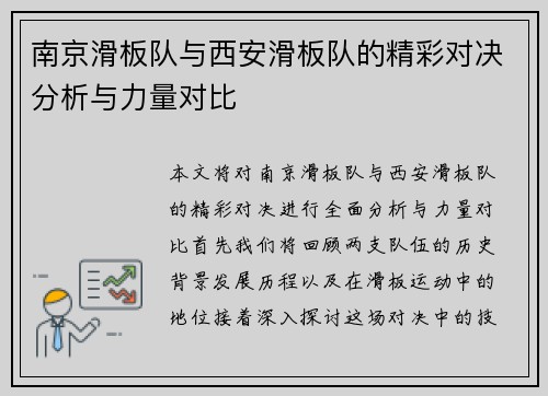 南京滑板队与西安滑板队的精彩对决分析与力量对比